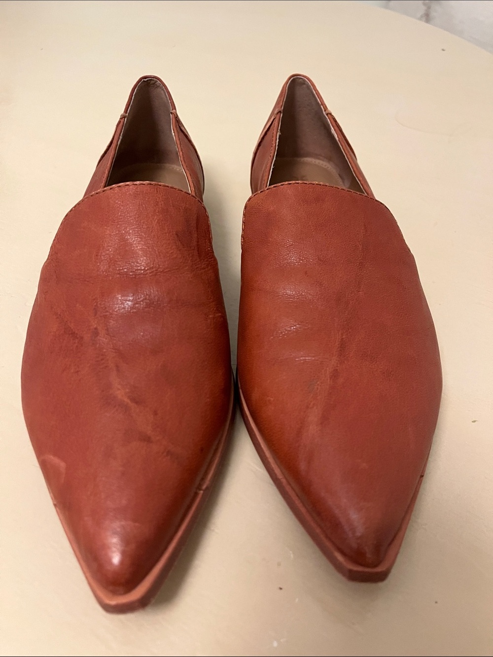 Frye Women's Pointed Slip-On Flats in Cognac